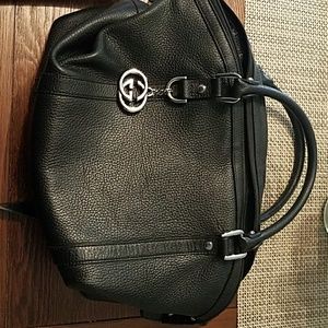Black pebble leather Gucci handbag